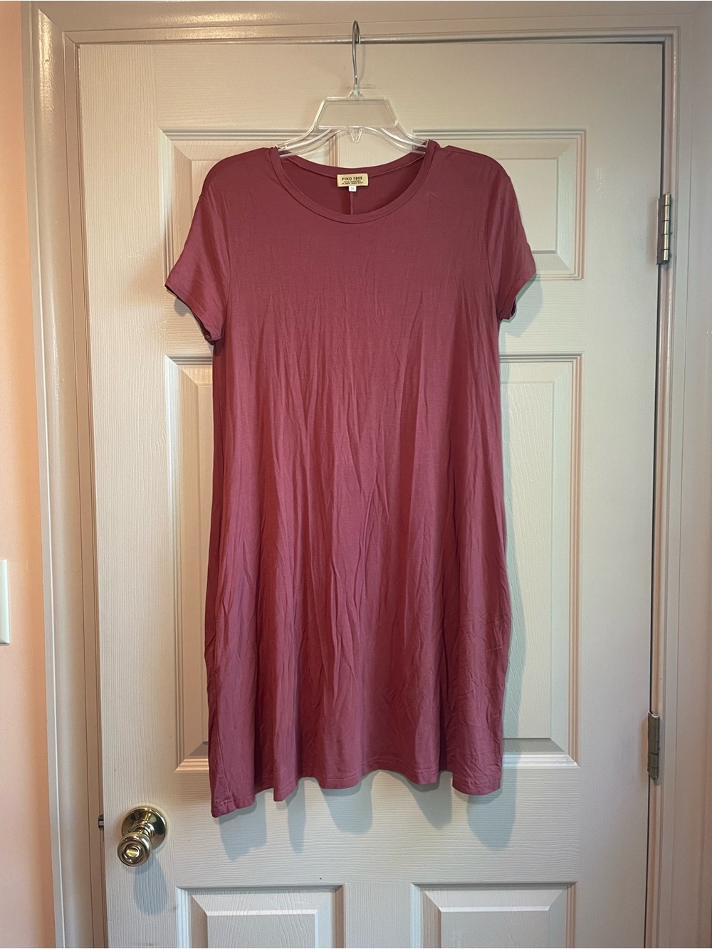 Piko 1988 Short Sleeve Bamboo/Spandex Dress with Pockets, Cinnamon/Rust, Size S‎
